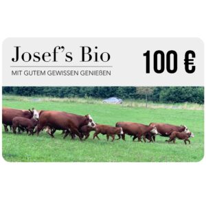 Gutscheinkarte 100 Euro mit Weiderindern als Bild