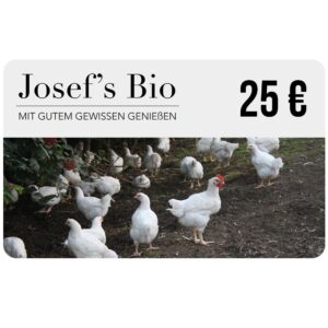 Gutscheinkarte 25 Euro mit Freiland-Hühnerbild