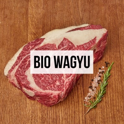 Bio Wagyu Steak mit Kategorie Titel Bio Wagyu