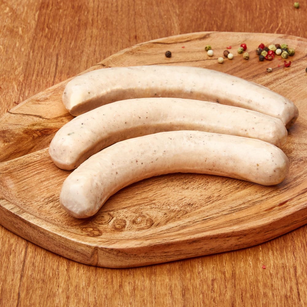 Frische Bio Geflügel Bratwurst ganiert mit Pfeffer