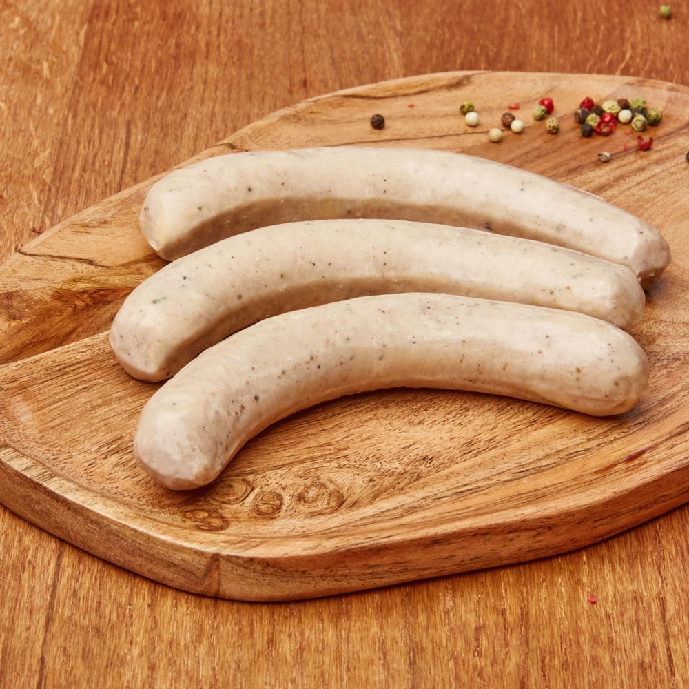 Frische Bio Lamm Bratwurst ganiert mit Pfeffer