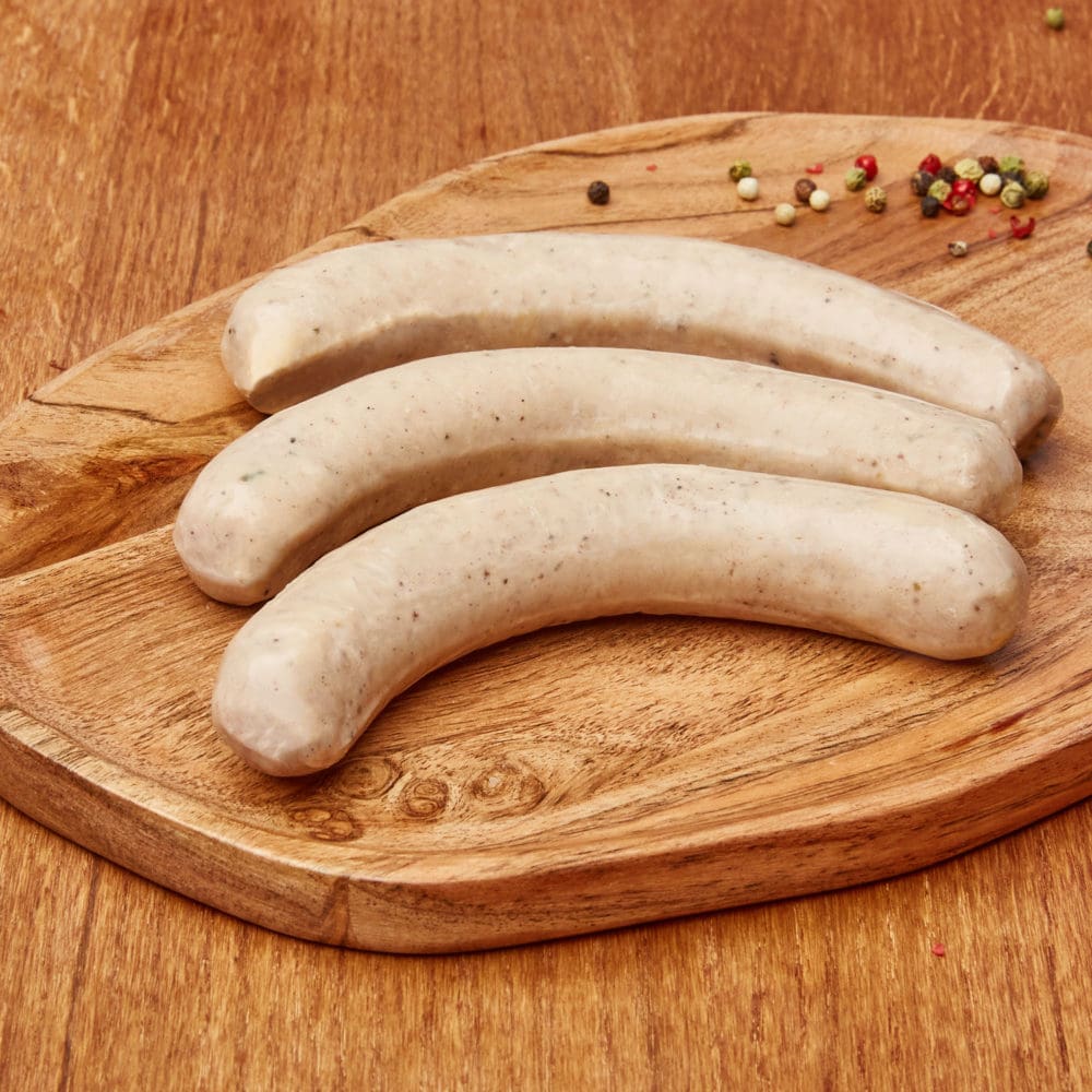 Frische Bio Rinder Bratwurst ganiert mit Pfeffer