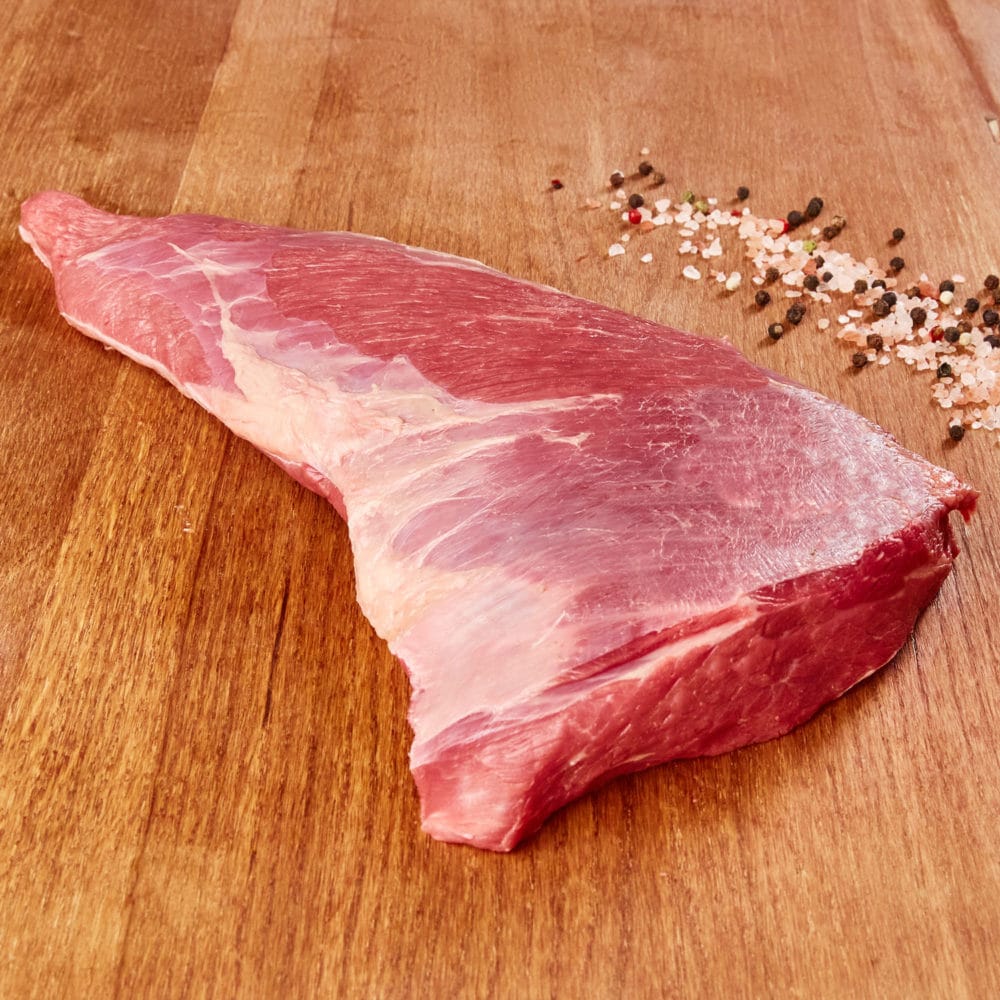 Frisches Bio Rinder Tri-Tip Steak ganiert mit Salz und Pfeffer