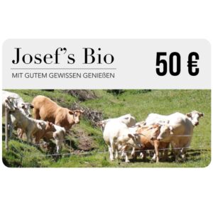 Gutscheinkarte 50 Euro mit Weiderindern als Bild